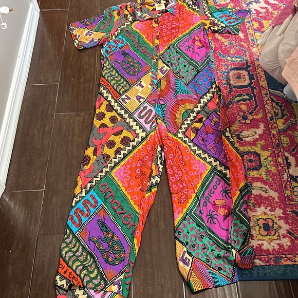 Farm Rio dotted patch scarf jumpsuit size medium - Picture 8 of 12
